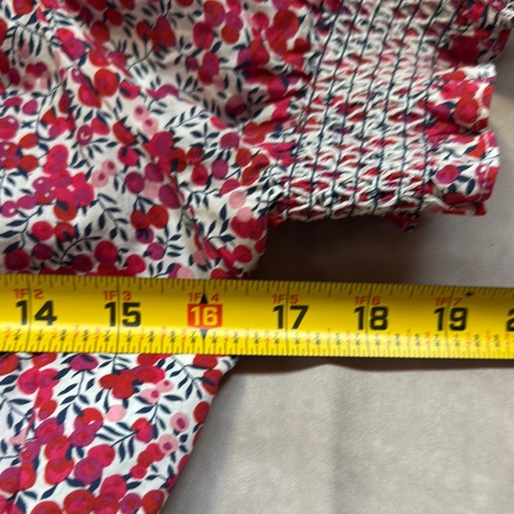 J Crew X Liberty Cotton Poplin Off-Shoulder Crop Top Cherries Boho Cottagecore M - Picture 10 of 12